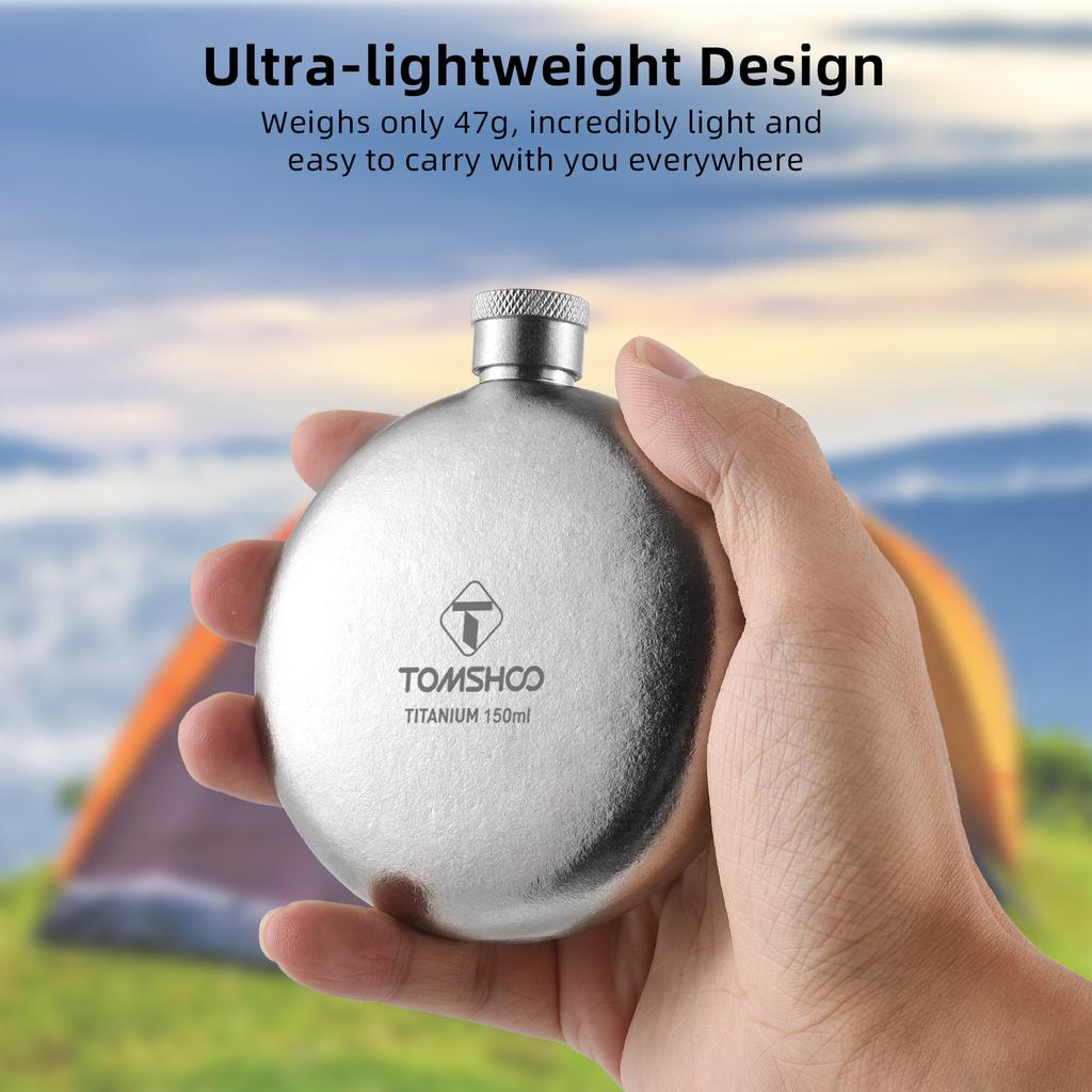 Titanium Flask 150ml Whiskey Flask for Men Lightweight Titanium Wine Flask Camping Flask Titanium