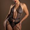 Black Fishnet Garter Belt Bodysuit - DARING Intimates - Bodysuits and Harnesses