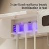 2-in-1 toothbrush holder with multi-functional toothpaste squeezer for air drying and disinfection, wall mounted bathroom withou
