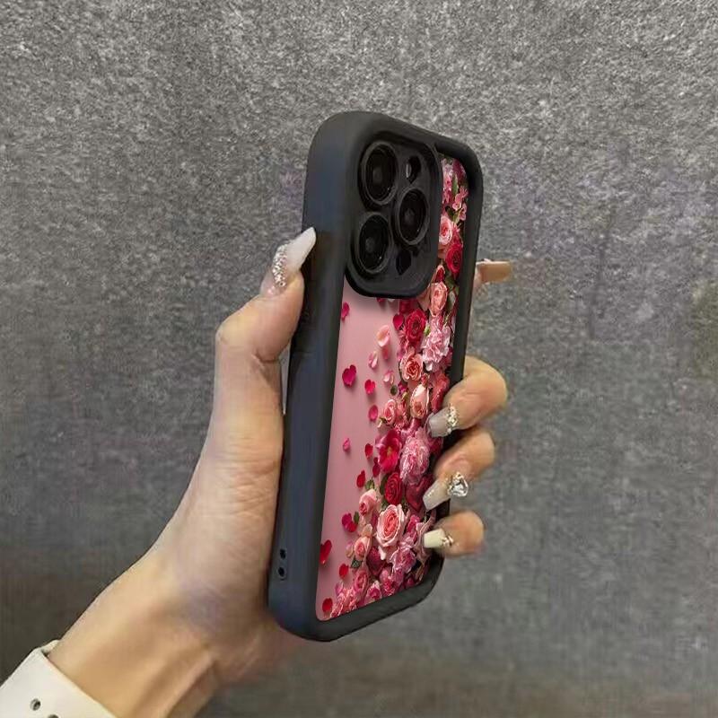 Романтичный чехол для телефона с рисунком из лепестков роз для серий iPhone 17 16 15 14 13 12 11 Pro Max Plus Двухслойная защита