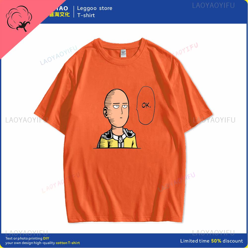 One punch man says Ok cartoon hip hop crew neck casual fashion street wear trend summer comfortable men women universal Tshirt