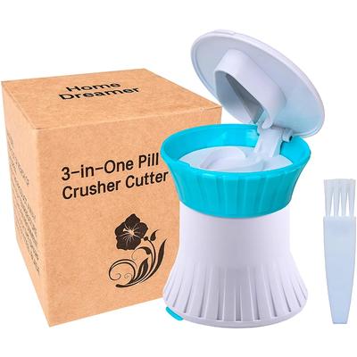 Портативная таблетница, измельчитель таблеток, контейнер для хранения, многофункциональный 3 в 1, подходит для маленьких и больших таблеток, витаминных таблеток