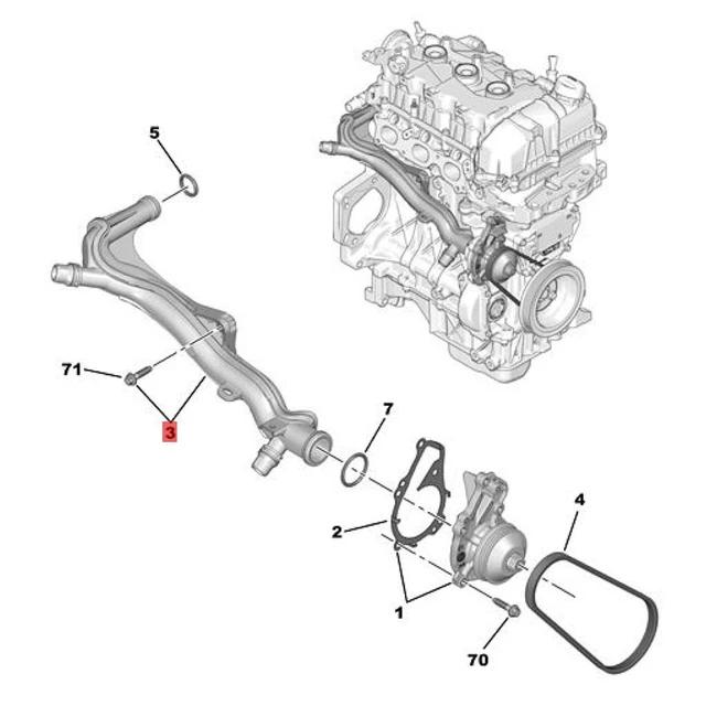 9806793080 9675849580 Подходит для Peugeot для Citroen 208 301 308 2008 C3 1.2T Впускной коллектор Водяная трубка системы охлаждения