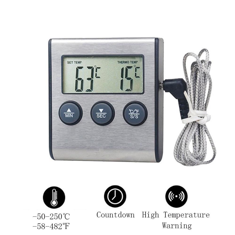 Mini Kitchen Digital Cooking Thermometer High Precision Meat Food Temperature Meter for Oven BBQ Grill Timer Function with Probe