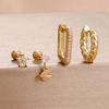 4PCS Fashion Star Moon Stainless Steel Zircon Stud Earrings Set For Women 114K Gold Plated Earring Classic Huggie Daily Jewelry