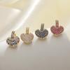 European & American Retro Heart-shaped Zircon Love Earrings - Colorful Dangle Ear Cuffs for Women