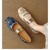 Fashion Luxury Embroidered Low Heels Square Head Flats Women Elegant Minimalist Shoes Fashionable Versatile Summer New Soft-soled Shoes
