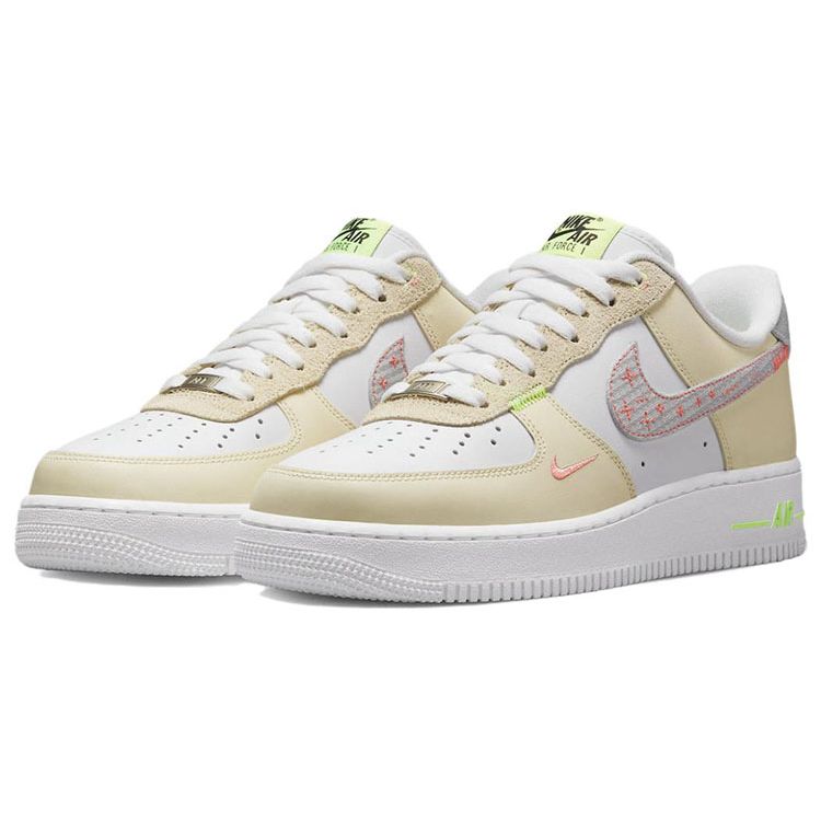 Nike Air Force 1 07 LV8 Just Stitch It - White Shade Green Unisex Sneakers Cream Peak-White Coconut-Milk FB1852-111