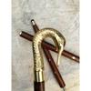 Vintage Swan Design Walking Cane Wooden Walking Stick Brass Handle Knob Gift