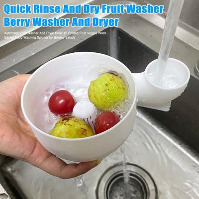 Автоматическая мойка и сушка фруктов Чаша Напечатанная на 3D-принтере Корзина для мытья фруктов и овощей Спиннер для мытья продуктов для ягод, салатов