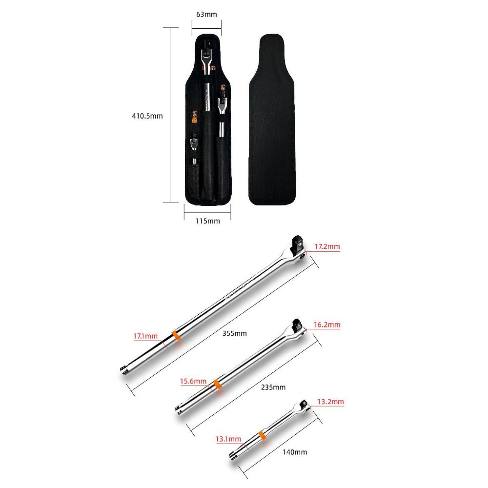 3 шт. 1/4" 3/8" 1/2" F Рукоятка-вороток 180° Поворотный Высокопрочный Набор торцевых ключей с рукояткой Высокий крутящий момент Cr-V Набор ключей Ремонтный инструмент