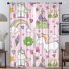 Тюль для спальни, милый мультфильм, единорог, затемняющие шторы для гостиной, шторы для украшения Хэллоуина, 2 шт., абажуры