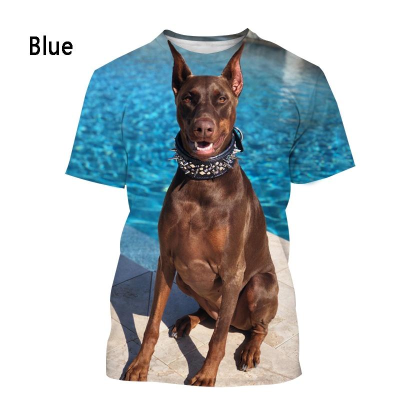 Модные мужские и женские футболки Doberman с 3D-печатью, повседневные, с коротким рукавом