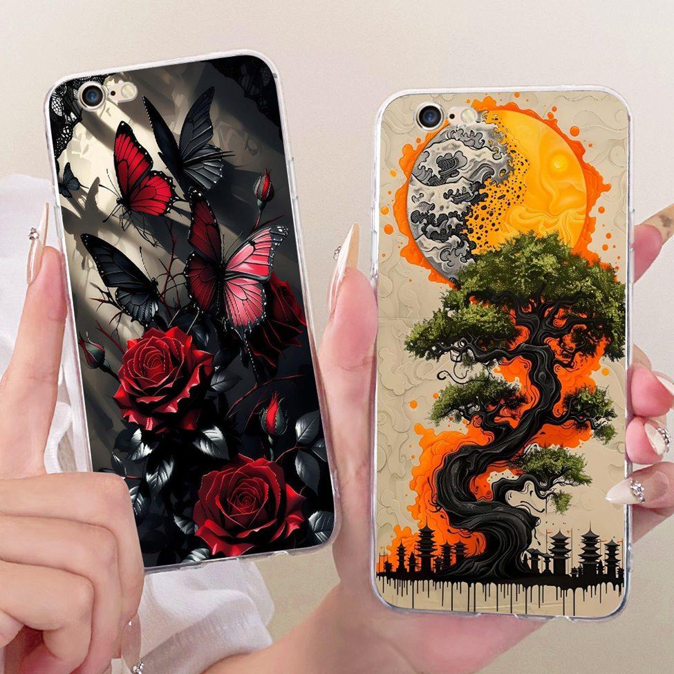 Transparent Casing For iPhone 6s Phone Case For iPhone 6 Cover Luxury Fashion Butterfly Funny Cute Painted