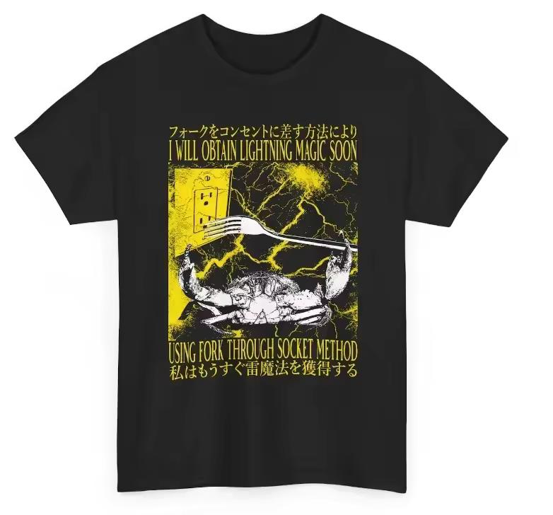 I Will Obtain Lightning Magic Soon Funny Vintage Japanese Crab T-Shirt Casual Full Style Fashion T-shirt Shirt Cat Enthusiasts