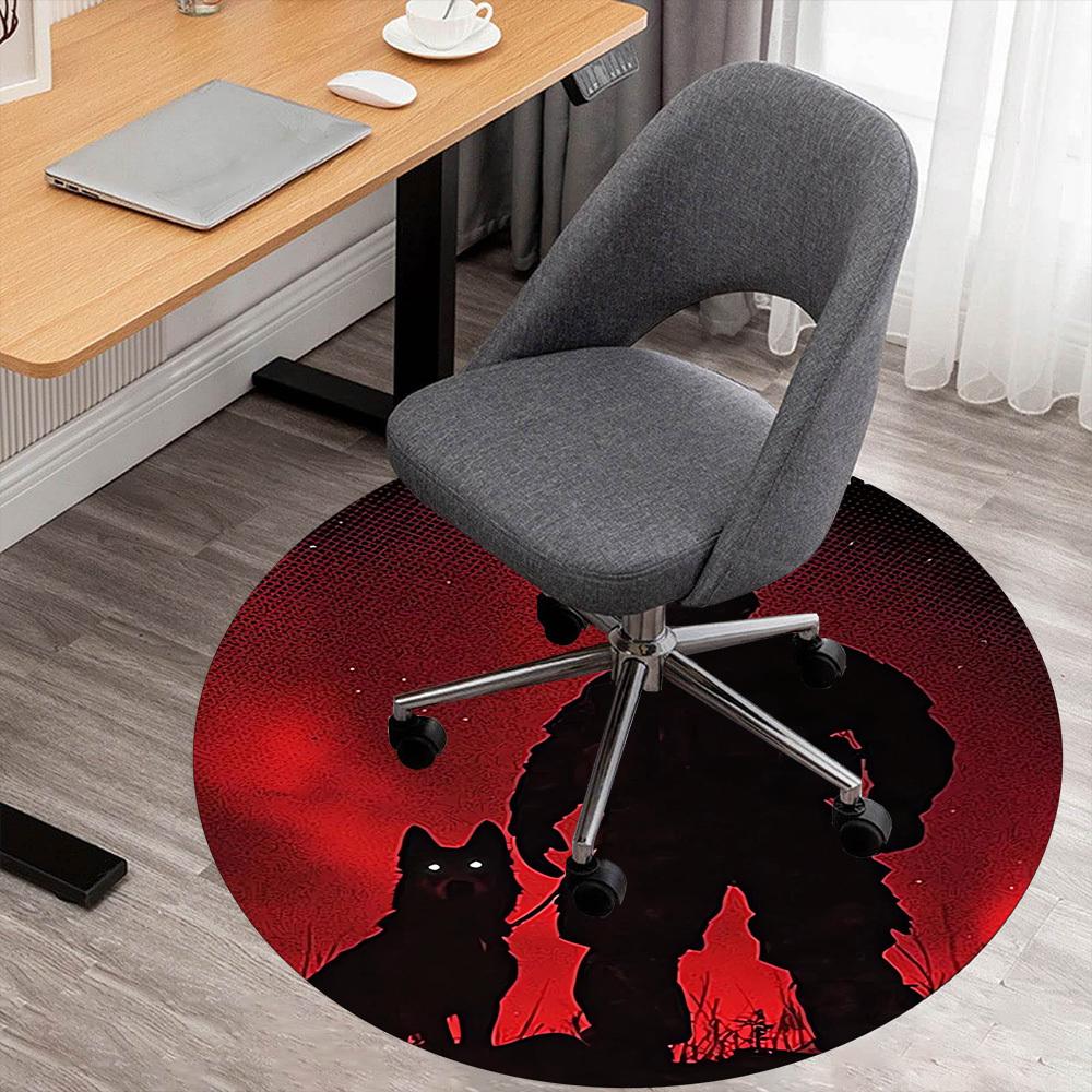 1PC Firefighter police dog Round Chair mat Area Rug - Non-Slip, Floor Mat for Office, Bedroom, home decor Christmas Gift c0528125