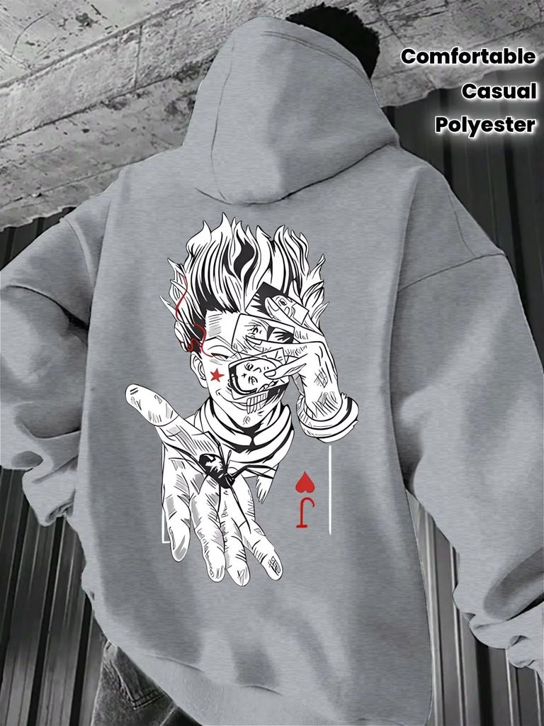 Hunter X Hunter Anime Joker Back Print Hoodie Men Women Gothic Street Style Autumn Pullover Sweatshirt Vintage Harajuku Fleece Daily Top