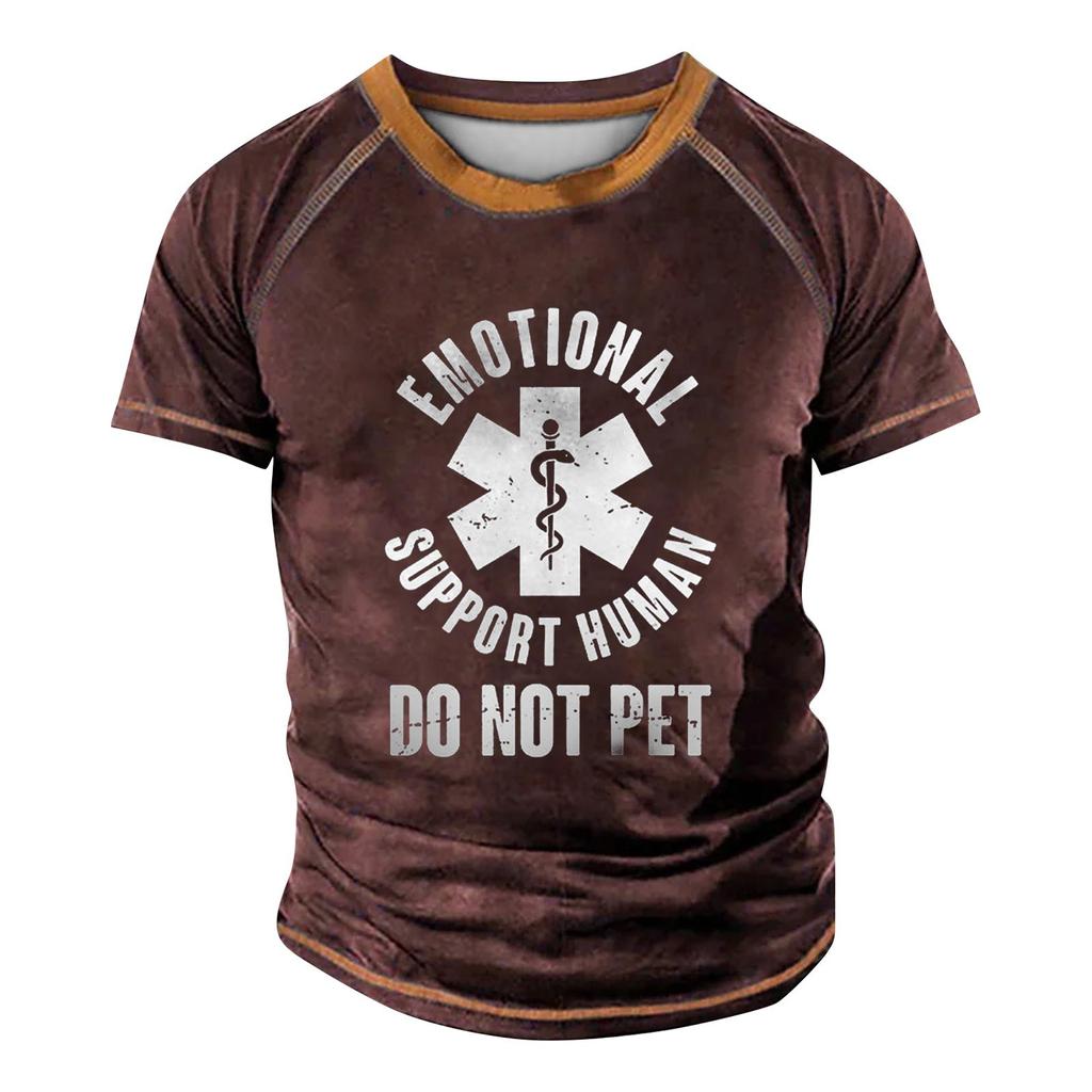 Мужская футболка реглан в стиле ретро с коротким рукавом и круглым вырезом с буквенным принтом, топы