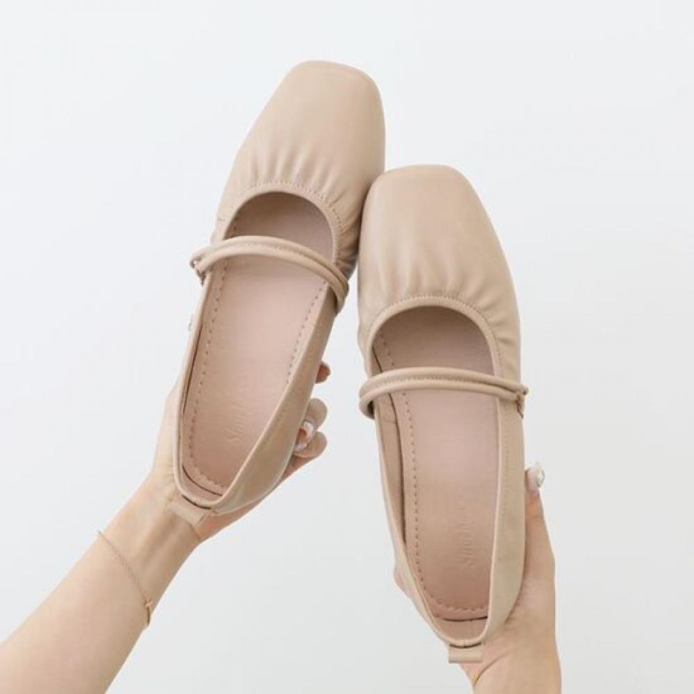 Jisyu Elena Square Toe Slip On Ballet Flats 3.5cm