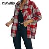Spring and Autumn Women's Jacket Tops Loose Casual Tweed Plaid Shirt Women In The Long Paragraph Jacket