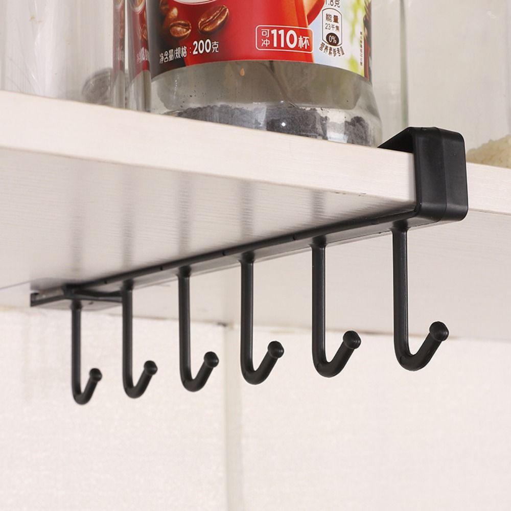 Multi-functional Sundries Hook Shelf Nail Free Mug Cup Hanger Cabinet Storage Rack Household