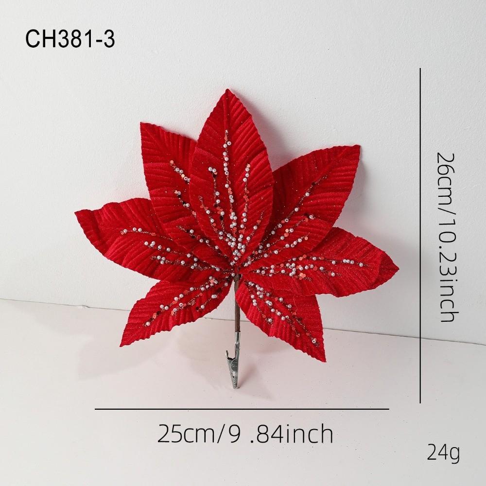 Новый 25 см Искусственный Цветок Пуансеттия Блестки Сверкающий Рождественский Блестящий Цветок Блестки Симуляция Цветов Новогодний Фестиваль