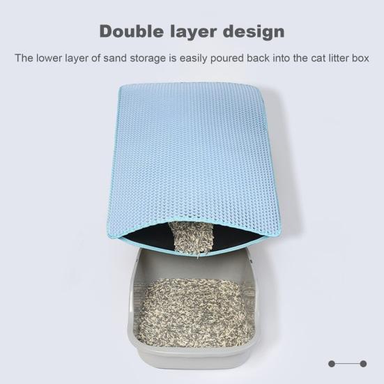 Коврик для кошачьего туалета, сотовый двухслойный самоочищающийся коврик для туалета, противоскользящий, легко чистящийся, удобный коврик для защиты лап