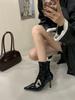 2025 Autumn New Pointed Thin Heel High Heel Temperament Thin French Fashion Sexy Rhinestone Buckle Short Boots