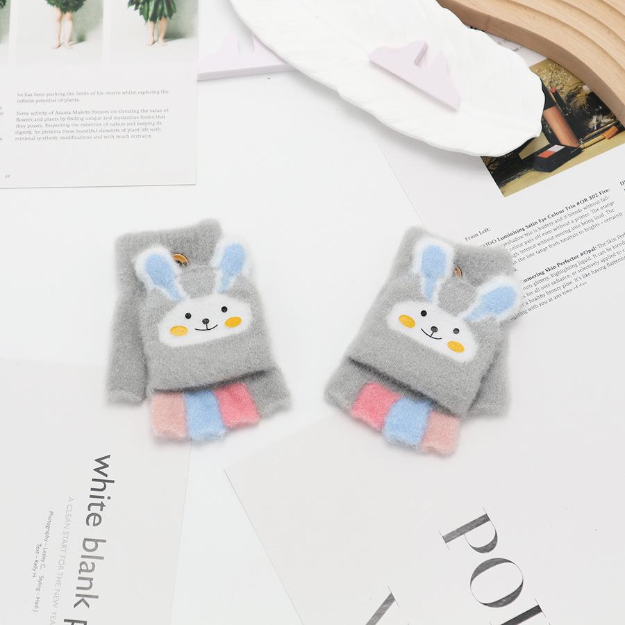 Kids' Winter Fingerless Flip-Top Writing Gloves – Warm Half-Finger Gloves for Boys & Girls