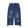 Li Ning X Anb Коллаборация Свободные Прямые Джинсовые Шорты с Винтажной Стиркой Женские шорты Темно-Джинсово-Синий AJSV010-1