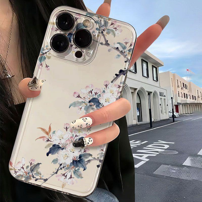 Мягкий прозрачный чехол Luxtury с цветами для IPhone 16 15 14 13 11 12 17 Pro Max IPhone 14 16 15 Plus Прозрачная ударопрочная крышка