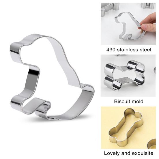 4Pcs/Set Cookie Cutter Dog House Paw Bone Shape Easy Release Food Grade Stainless Steel Press