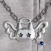 Silver Color Wing Cat Pendant Water Drop Necklace Punk Fashion Y2K Necklace  Women Girls