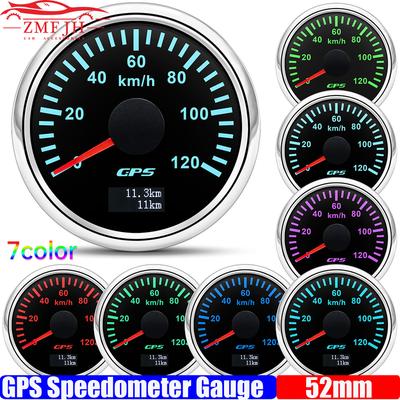 Спидометр GPS 52 мм 30-120 км/ч с антенной, измеритель скорости 60 км/ч, 7-цветная подсветка, одометр для автомобиля, морского судна, 12 В/24 В