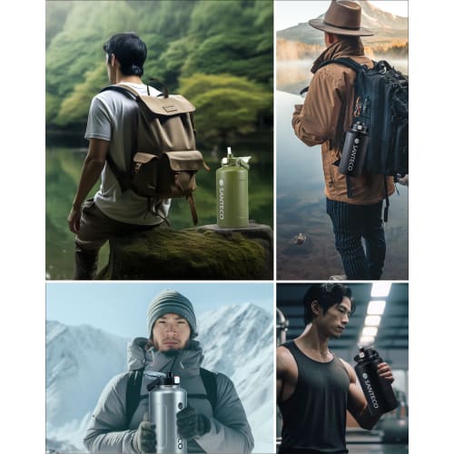 SANTECO Vacuum Insulated Water Bottle, Large Capacity, 1900ml, Keeps Cold or Hot, Includes Straw, Compatible with Direct Drinking Sports Drinks, Styli