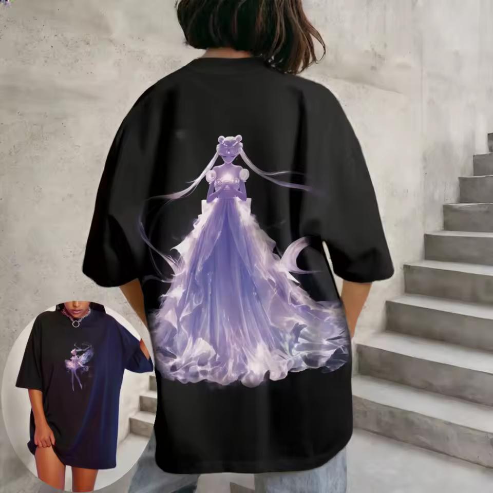 New Sailor Moon Heart T-Shirt Summer Unisex Loose and Breathable Cotton T-shirt Top