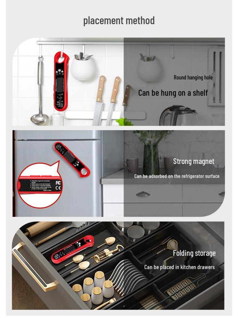 Складной термометр с двумя щупами для барбекю и духовки