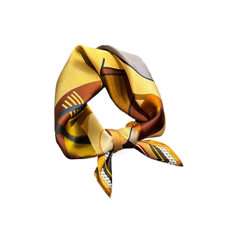 Korean version of foreign style fashion silk small square scarf women's thin spring and summer professional wear decorative scarf mulberry silk scarf