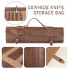Портативная двухслойная сумка для ножей шеф-повара из коровьей кожи, сумка для хранения кухонных ножей, сумка-рулон для кемпинга, чехол с карманами