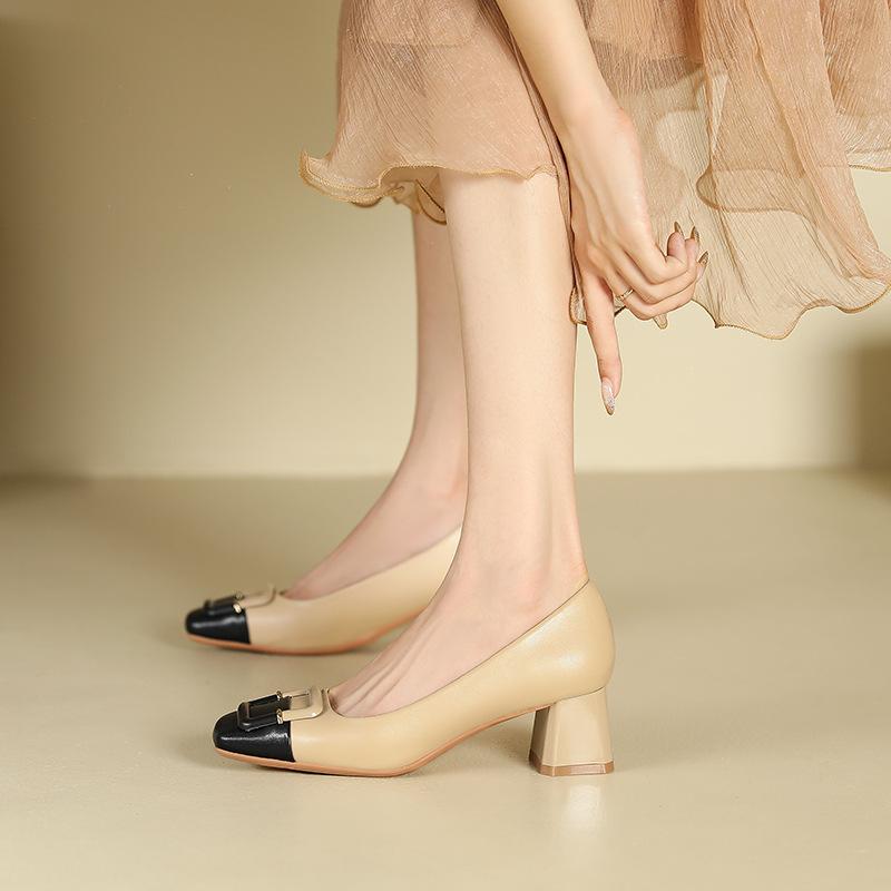 99 цветных туфель на толстом каблуке с квадратной пряжкой, женские туфли французского дизайна со средним квадратным каблуком, одинарные туфли для женщин, свадебные туфли