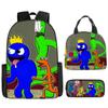 Rainbow Friends Kids School Backpack Set Elementary Students - Oxford Fabric Dual Strap Bag With Lunch Pouch Pencil Case