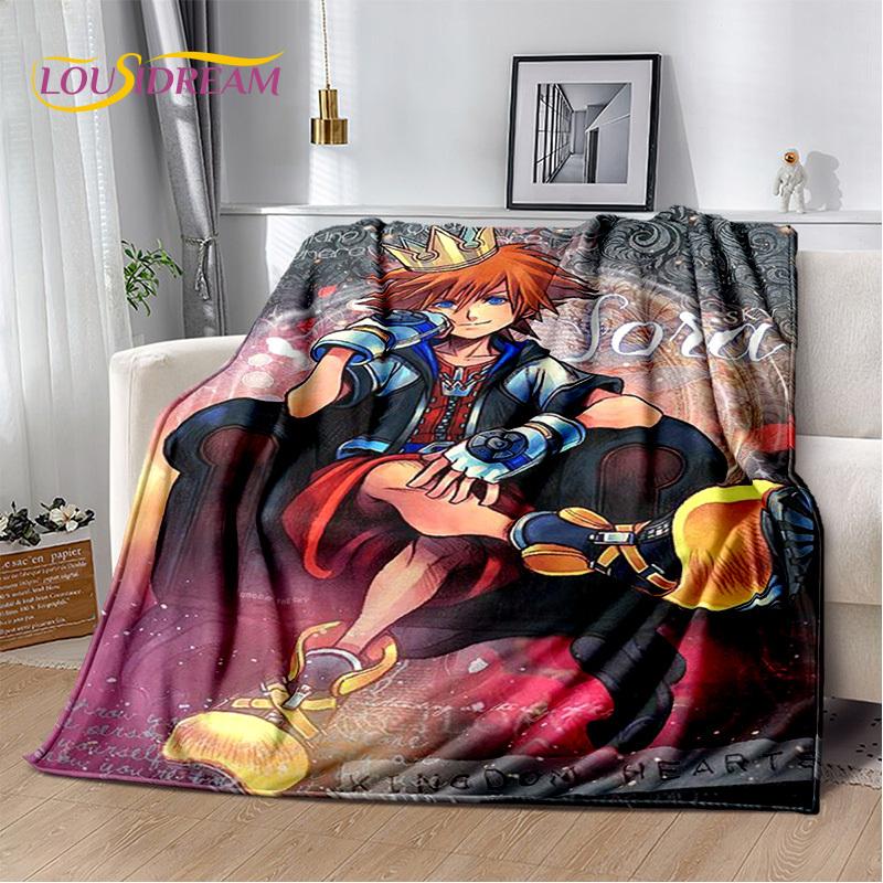 Cartoon Kingdom Hearts Games 3D Soft Flannel Blanket for Beds Bedroom Sofa Picnic,Throw Blanket for Cover Outdoors Leisure Gift