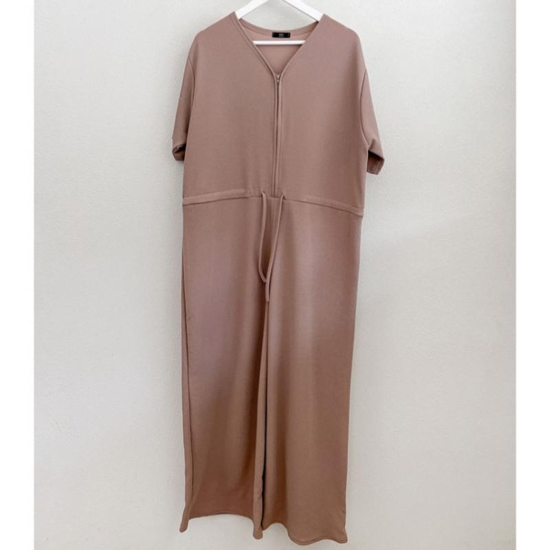 Shop Women Zipper Y Open One Mile dailY 5 Short Sleeve Jumpsuit Beige Ara Wpt