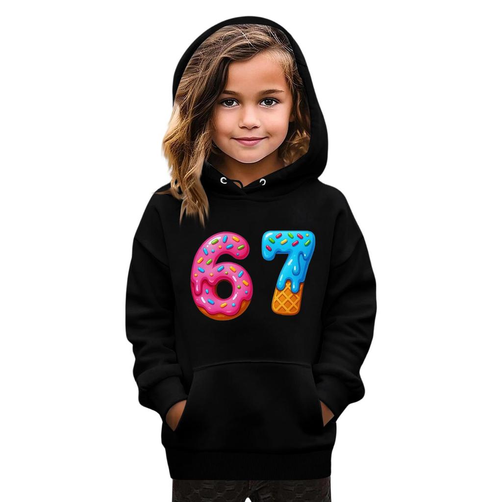 Kids' Fashion Printed Pullover Casual Long-Sleeve Crewneck Hoodie Top