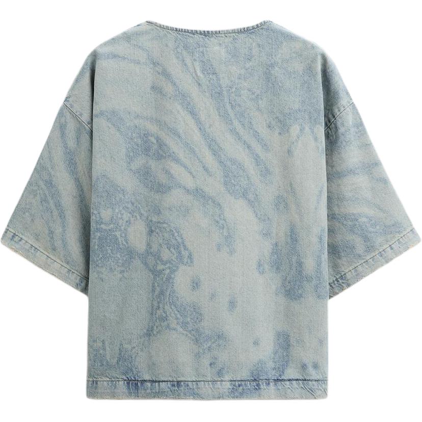 Zara Abstract Print Denim Round Neck Short Sleeve T-Shirt Men Tops Blue 6688304-400