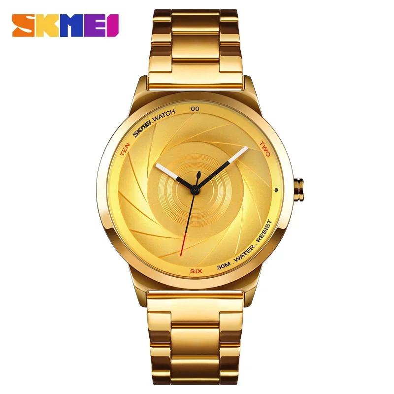 SKMEI 9210 Fashion 3D Fashion Dial Mens Watch Top Brand Luxury Full Steel Business 30 Waterproof Watch reloj Sport Quartz Watch
