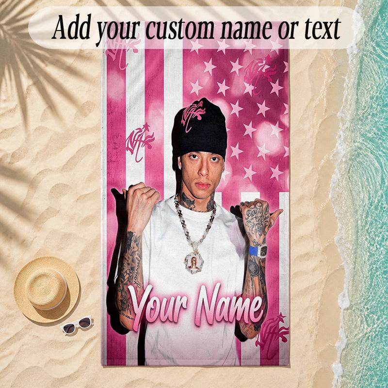 Beach TowelCentral Cee Custom Name Text Personalized Soft Towel for Beach Pool Indoor Home Decor Gift