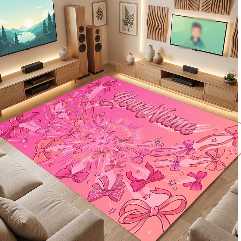 Neon Colorful Theme Crystal Velvet Floor Rug Personalized Custom Name Text Warm Carpet Home Decoration