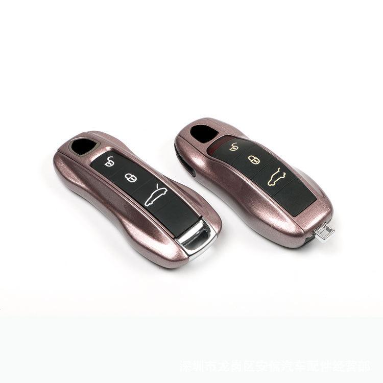 Fits Porsche Key Shell: New Cayenne, Macan, Panamera, 718, Taycan - Ice Raspberry Pink Matte Gray Solid Color