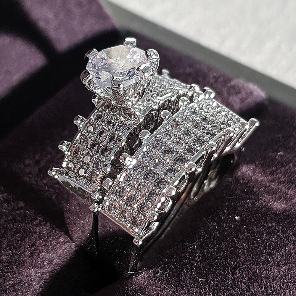 Кольцо в европейском и американском стиле с простыми модными мотивами, инкрустированное бриллиантами из гипсофилы, комбинированное кольцо из стерлингового серебра 925 пробы